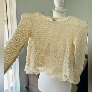 Forever 21 Elegant Cream Lace Trim Sweater Top